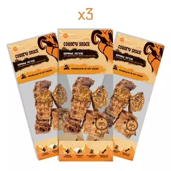 Country snack лакомство "Баранье легкое" для собак (3 упаковки по 70 г.)