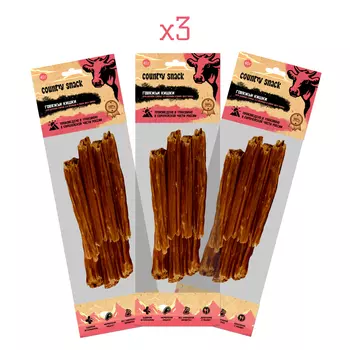 Country snack лакомство "Говяжьи кишки" для собак (3 упаковки по 40 г.)