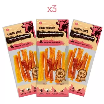 Country snack лакомство "Говяжьи сухожилия соломкой" для собак (3 упаковки по 40 г.)