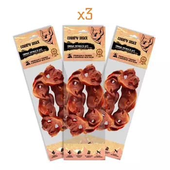 Country snack лакомство "Свиные пятаки" для собак (5 шт) (3 упаковки по 90 г.)