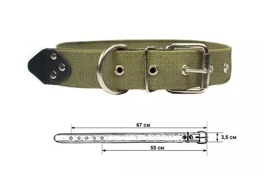 Дарэленд ошейник брезентовый 1 слой Cotton (55-67 см., Хаки)