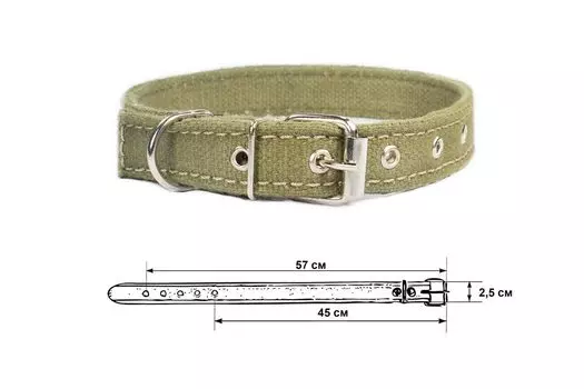 Дарэленд ошейник брезентовый 2 слоя Cotton (45-57 см., Хаки)