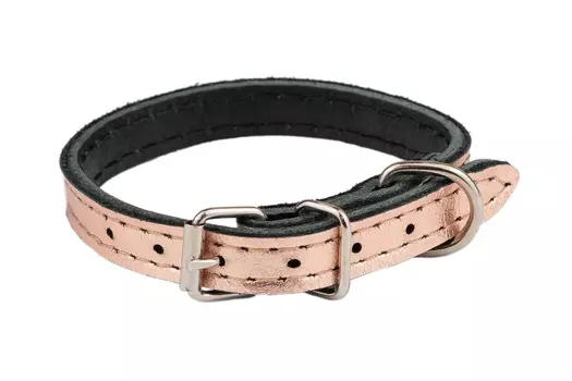 Дарэленд ошейник кожаный простроченный 2х-слойный (16-22 см., Розовое золото)