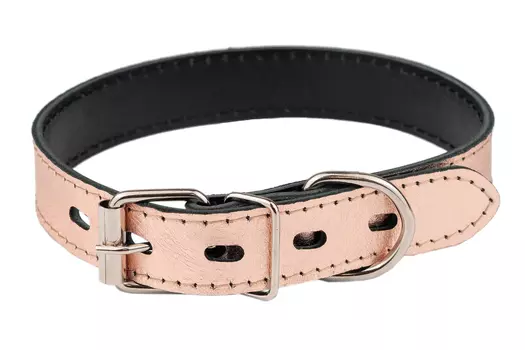 Дарэленд ошейник кожаный простроченный 2х-слойный (35-45 см., Розовое золото)