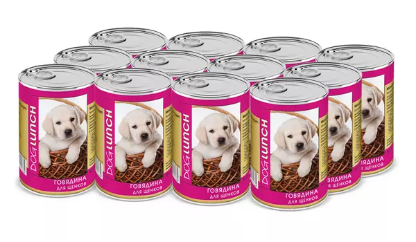 Дог Ланч консервы для щенков (Говядина, 410 г. упаковка 12 шт)