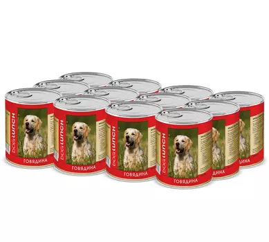 Дог Ланч консервы для собак (Говядина, 750 г. упаковка 12 шт)