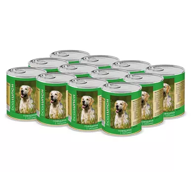 Дог Ланч консервы для собак (Говядина и овощи, 750 г. упаковка 12 шт)