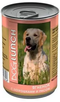 Дог Ланч консервы для собак (Ягненок, потрошки и рис, 410 г.)