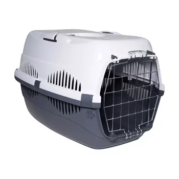 Dono Della переноска пластиковая с металлической дверцей (44 х 29 х 27,5 см., Серая)