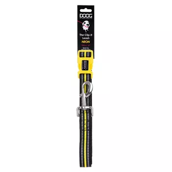 DOOG поводок регулируемый для собак NEON BOLT (130-160 см./2,5 см., Черно-желтый)