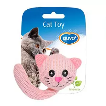 DUVO+ игрушка для кошек мягкая с кошачьей мятой Вязаная Кошка (Розовая)