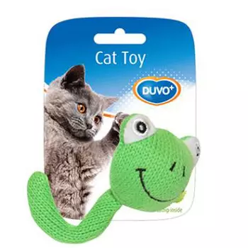 DUVO+ игрушка для кошек мягкая с кошачьей мятой Вязаная Лягушка (Зеленая)