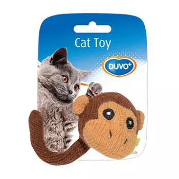 DUVO+ игрушка для кошек мягкая с кошачьей мятой Вязаная Обезьянка (Коричневая)