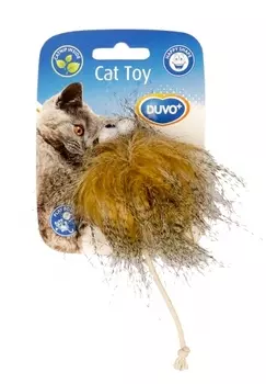DUVO+ игрушка для кошек мягкая с кошачьей мятой Пушистик с глазками (Коричневая)
