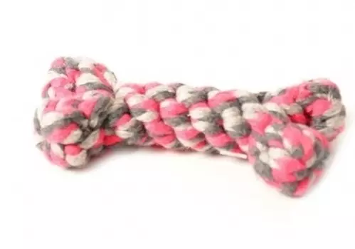 DUVO+ игрушка для собак веревочная Кость (8 см., Розовая)