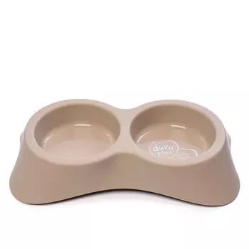 DUVO+ миска для животных двойная пластиковая (0,2 л., Бежевая)