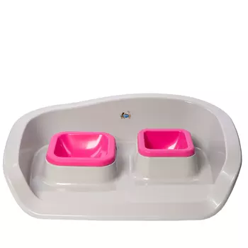 DUVO+ миски пластиковые на подставке Twice&Nice (0,3 л., Серо-розовая)