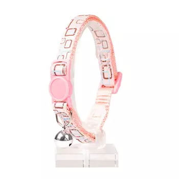 DUVO+ ошейник для кошек нейлоновый Ретро квадраты (20-30 см./10мм., Розовый)