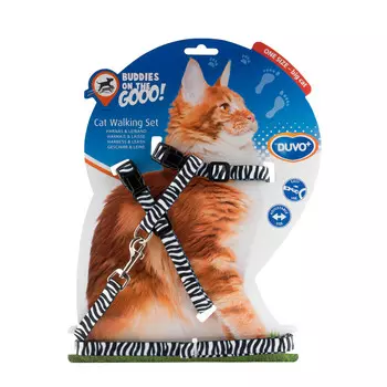 DUVO+ шлейка для крупных кошек Тигровая (30-50 см., Черно-белая)