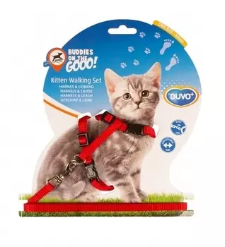 DUVO+ шлейка с поводком для котят (Красная)