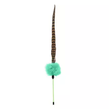 EBI игрушка для кошек дразнилка с пером фазана Ted (60 см., Бирюзовая)