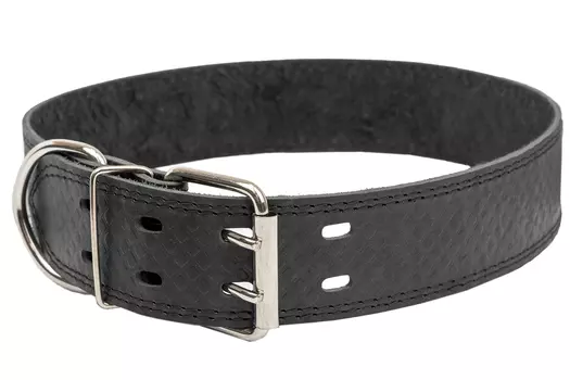 ECO ошейник кожаный простроченный Боттега (35-45 см., Черный)