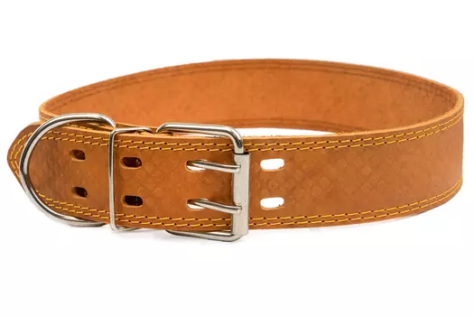 ECO ошейник кожаный простроченный Боттега (63-73 см., Янтарь)