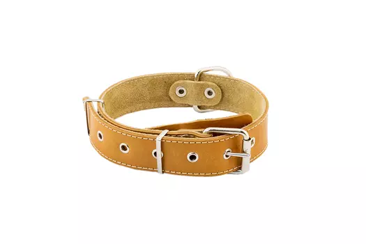 ECO ошейник кожаный язычок 2х-слойный простроченный Друг (53-68 см., Рыжий)