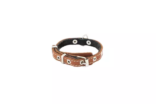 ECO ошейник кожаный язычок на фетре простроченный Друг (22-35 см., Коричневый)