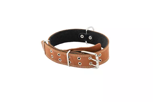 ECO ошейник кожаный язычок на фетре простроченный Друг (53-68 см., Коричневый)
