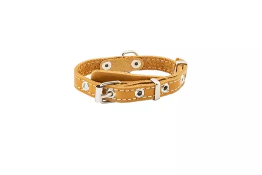 ECO ошейник кожаный язычок простроченный Друг (20-30 см., Рыжий)