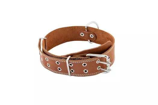 ECO ошейник кожаный язычок простроченный Друг (53-68 см., Коричневый)