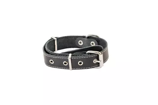 ECO ошейник кожаный язычок простроченный Друг (56-71 см., Черный)