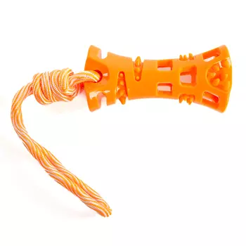 EliteDog игрушка для собак резиновая Косточка на верёвке (52,5 х 7 х 5,5 см., Оранжевая)