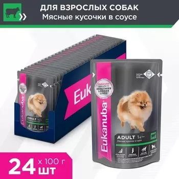Eukanuba Dog пауч для взрослых собак (кусочки в соусе) (Говядина, 100 г. упаковка 24 шт)