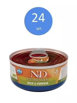 Farmina N&D Cat Pumpkin консервы для взрослых кошек (Утка и тыква, 70 г. упаковка 24 шт)