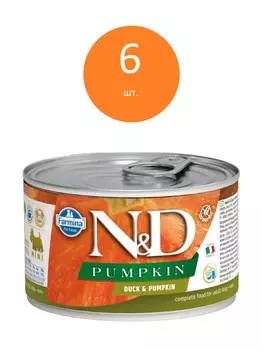 Farmina N&D Dog Pumpkin Adult Mini консервы для взрослых собак мелких пород (Утка и тыква, 140 г. упаковка 6 шт)