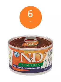 Farmina N&D Dog Pumpkin Puppy Mini консервы для щенков мелких пород (Ягненок, тыква и черника, 140 г. упаковка 6 шт)