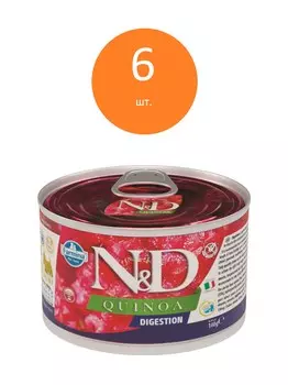 Farmina N&D Dog Quinoa Wet Food Digestion Mini консервы для собак для поддержания пищеварения (Ягненок, 140 г. упаковка 6 шт)