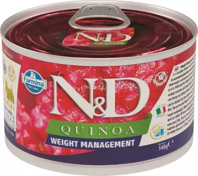 Farmina N&D Dog Quinoa Wet Food Weight Management Mini консервы для собак для контроля веса (Ягненок, 140 г.)