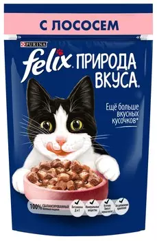 Felix Природа вкуса пауч для кошек (кусочки в соусе) (Лосось, 85 г.)