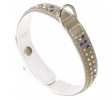 Ferplast ошейник кожаный Lux C15/28 (15мм*28см, Бело-серый)