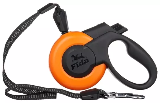 Fida Mars рулетка для собак до 12 кг (3 м трос) (Черно-оранжевая)