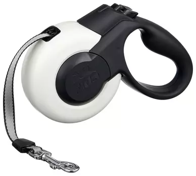 Fida Mars рулетка для собак до 25 кг (5 м лента) (Бело-черная)