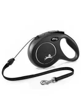 Flexi рулетка New Classic для собак до 20 кг (8 м трос) (M, Черный)