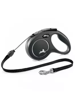 Flexi рулетка New Classic для собак до 20 кг (5 м трос) (M, Черный)