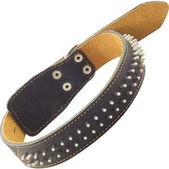 Гамма ошейник кожаный двойной с украшением "Ёж" (70 см)