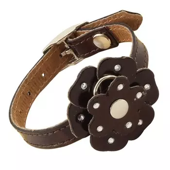 Гамма ошейник-мини кожаный двойной "Цветок" со стразами (M)
