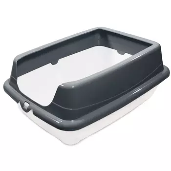 Гамма туалет для кошек прямоугольный с высоким бортом Пушок (45,5 х 35 х 19 см.Серый)