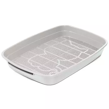 Гамма туалет для кошек с сеткой малый Леопольд (34 х 26 х 5 см.Светло-серый)